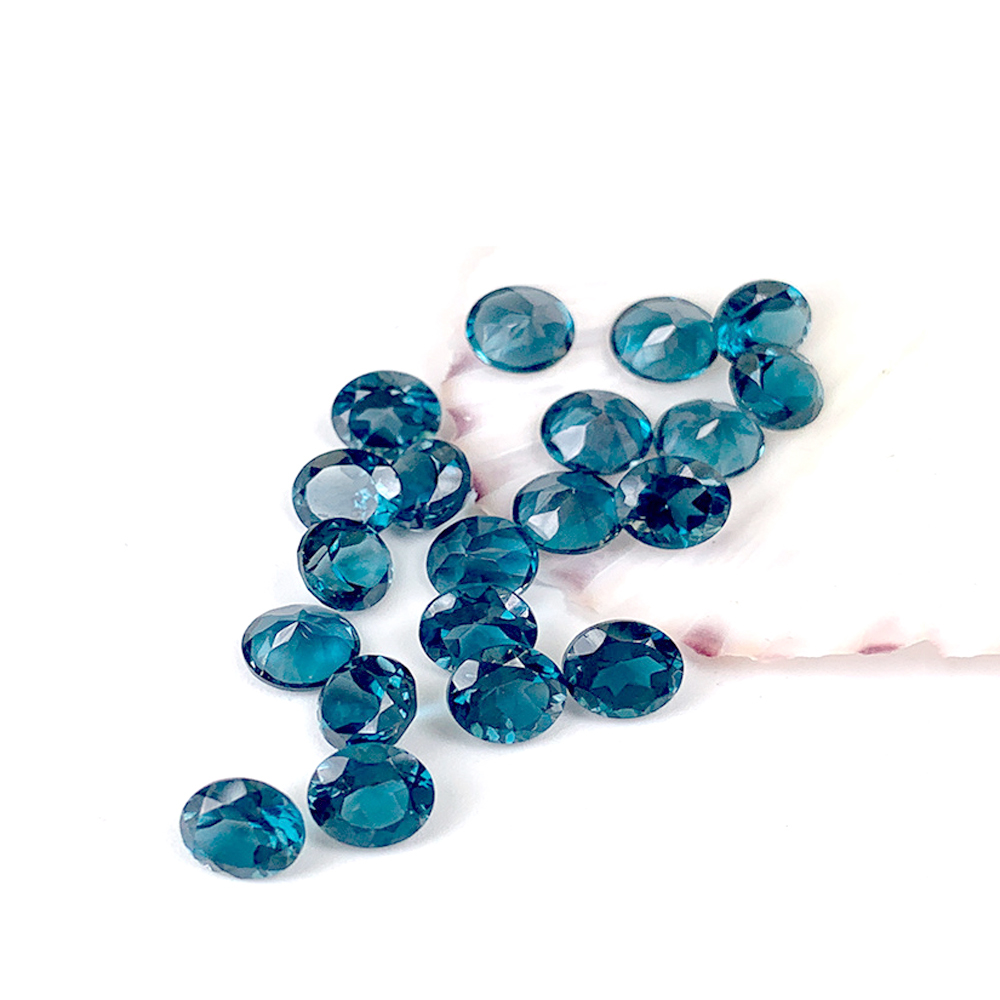 Jewelry Making London - 준보석 천연석 토파즈 런던 블루 라운드