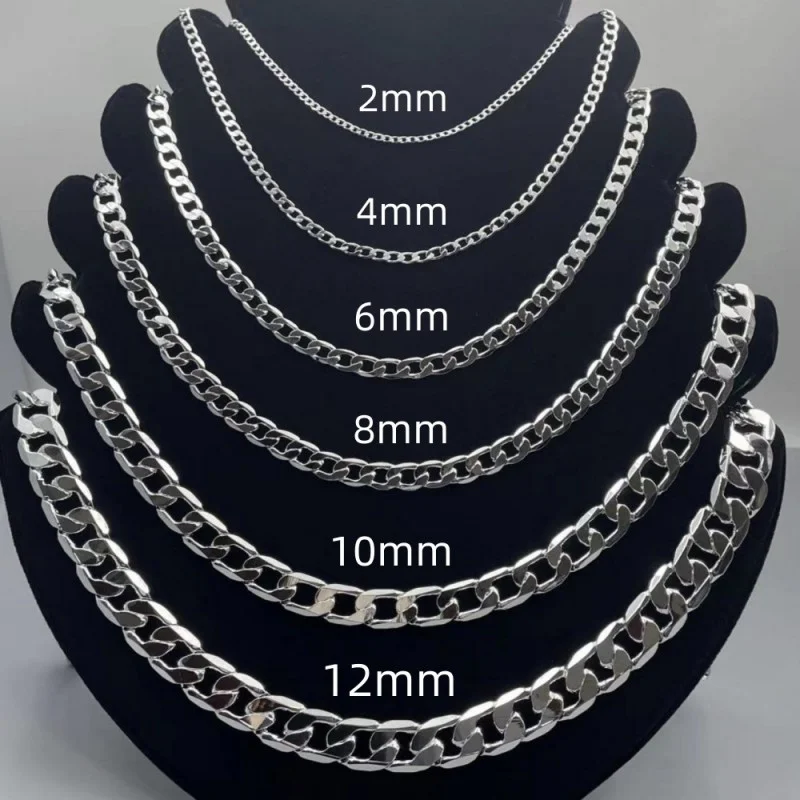 Lobster Clasp Silver - 남자 925 스털링 실버 목걸이 2/4/6/8/10/12MM
