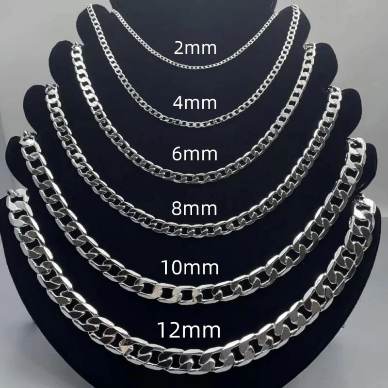 Lobster Clasp Silver - 남자 925 스털링 실버 목걸이 2/4/6/8/10/12MM