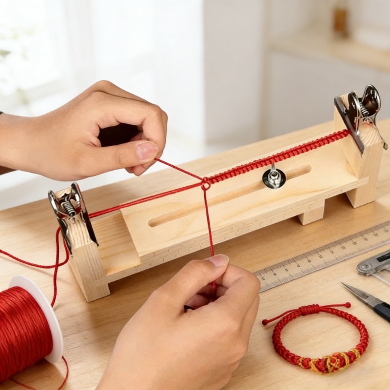 원목 팔찌 엮기 고정 도구 - 빨간색 끈 엮기용 조절  - Jewelry Making Machines 리뷰 및 가격