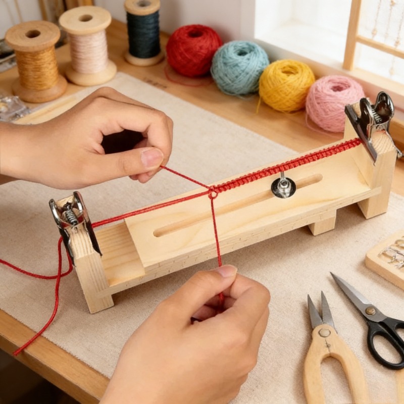 원목 팔찌 엮기 고정 도구 - 빨간색 끈 엮기용 조절  - Jewelry Making Machines 리뷰 및 가격